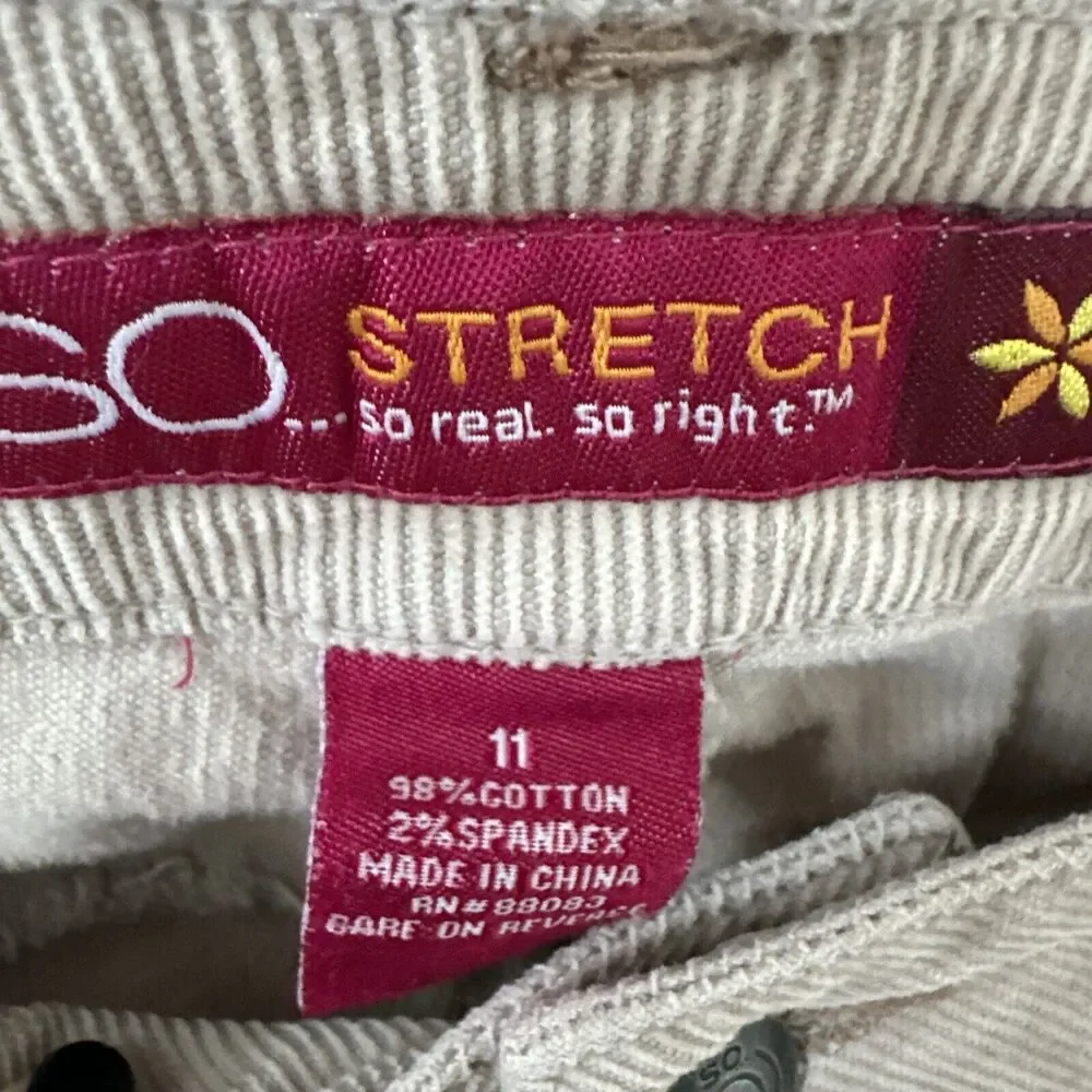 Corduroy Pants Flare Juniors 11 Beige Stretch - Picture 4 of 14